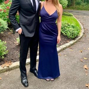 Navy blue Long weddding guest dress - very comfortable and flattering